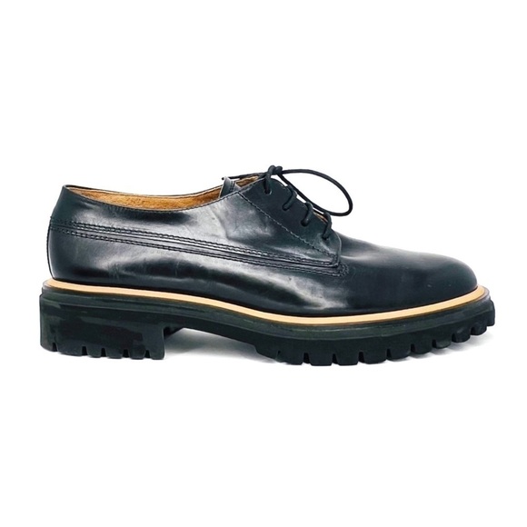 Paul Green Oxford Shoes Size 9 Laced Super Soft Black Leather Lug Sole Menswear - Picture 2 of 16